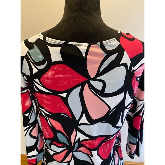 AB Studio Faux Wrap Blouse Plus Size XL Top Abstract Pattern Pink Gray + Stretch - Picture 7 of 12